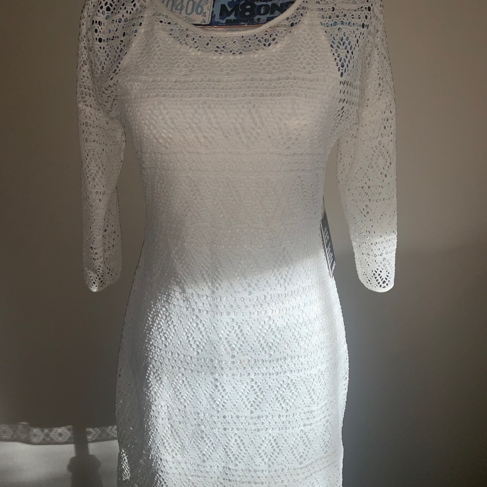 NWT Express White Lace Dress w/ Med Slip - Picture 3 of 3